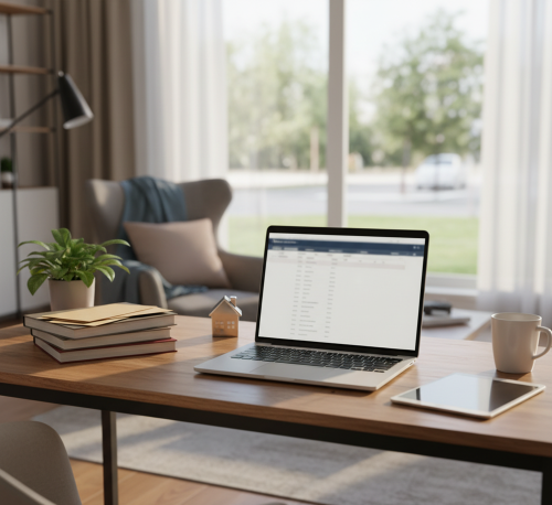 Ordinateur sur un bureau