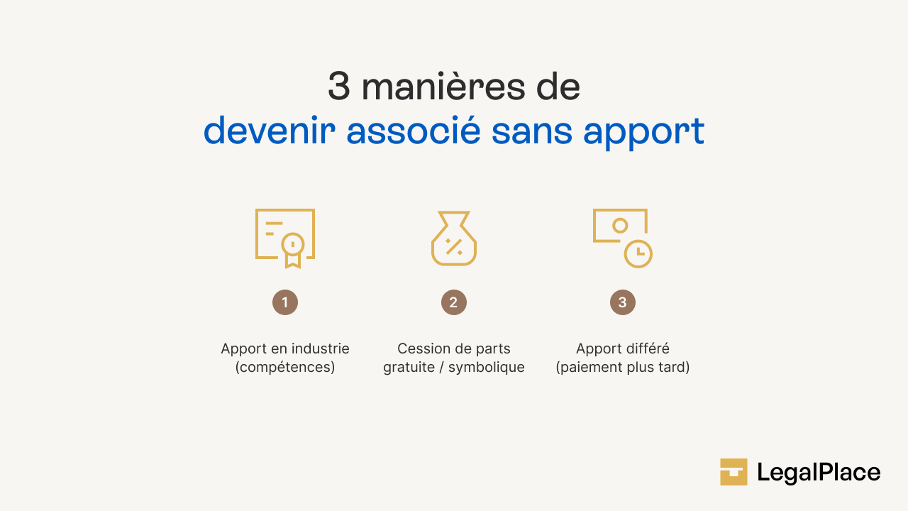3 manières de devenir associé sans apport