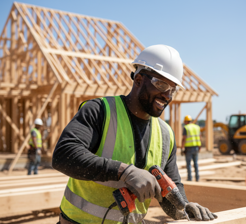 Une personne travaillant dans le bâtiment 