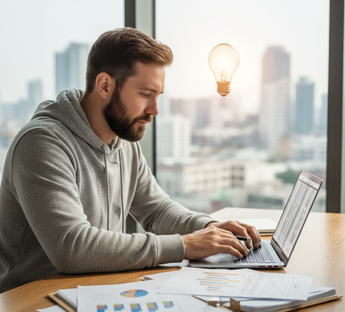 Un entrepreneur est en train de créer son entreprise