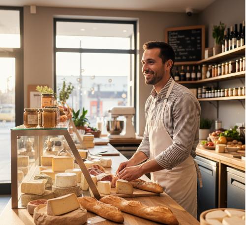 Une personne travaillant dans une épicierie