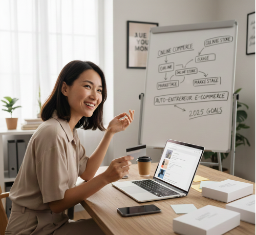 Une personne en train de créer son business en ligne